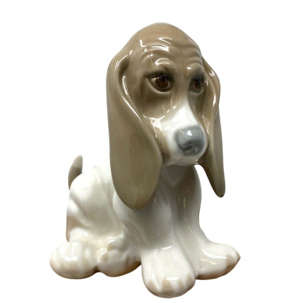 Dalia Porcelain Basset‎ Hound Puppy Dog Figurine Handcrafted Mexico Tan White